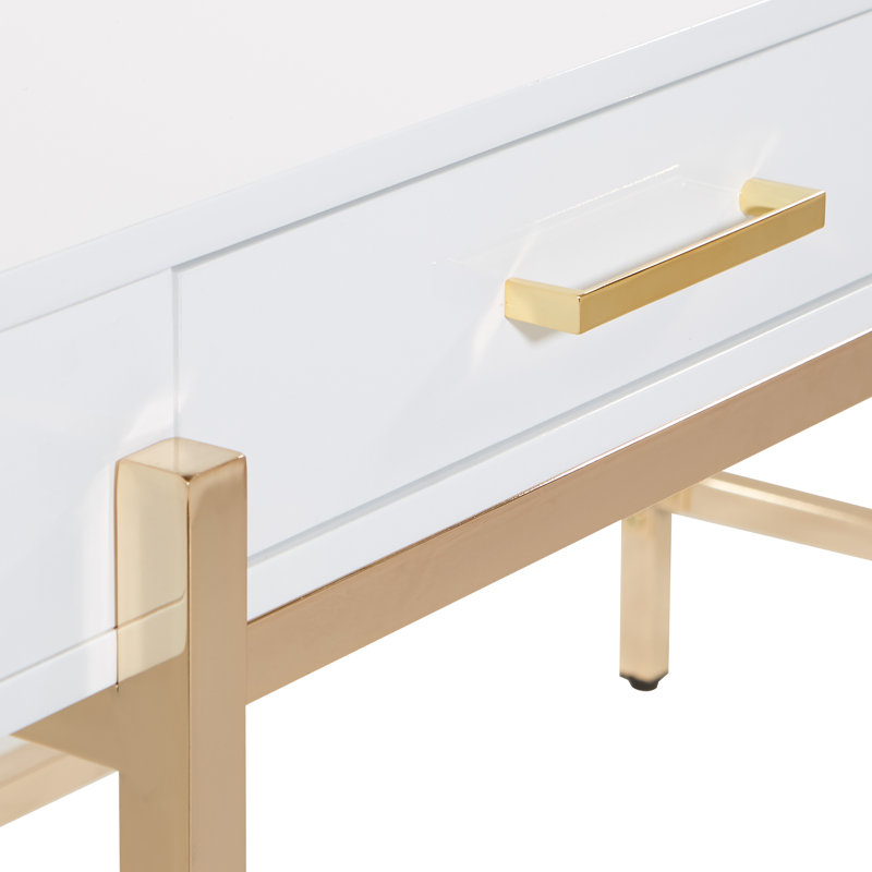 Vallee Metal Base Writing Desk Mercer41 Color White Gold
